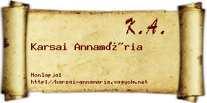 Karsai Annamária névjegykártya
